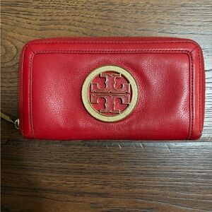 Tory Burch Red Letter Zip Around Wallet